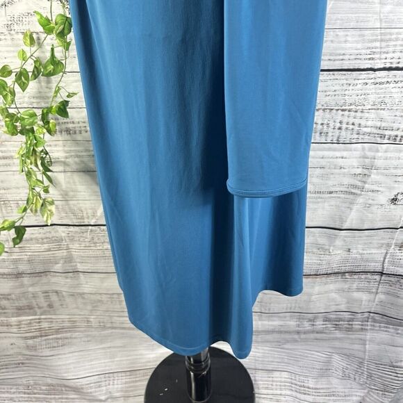 Chadwicks Dress size Extra Large Teal Slinky Stretch Peasant Stretch Modest Boho - Picture 16 of 16
